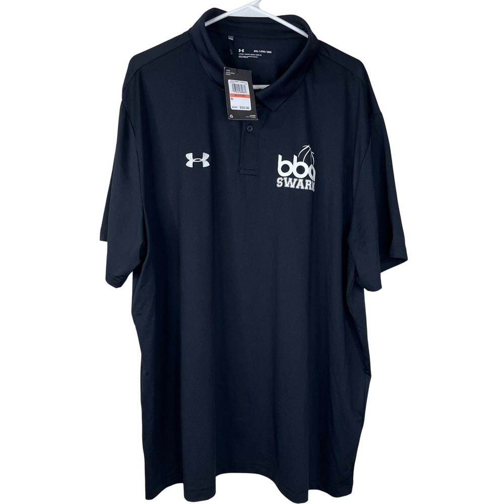 Under Armour Polo Shirt 1351322 Mens 3XL Black Polyester Swarm Basketball New